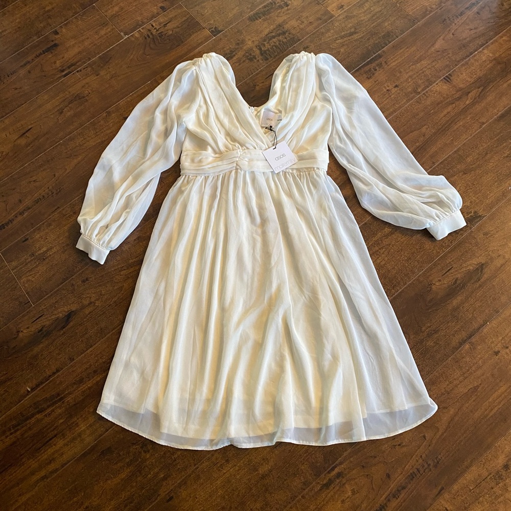 NWT! ASOS Long Sleeve Cream Maternity Dress